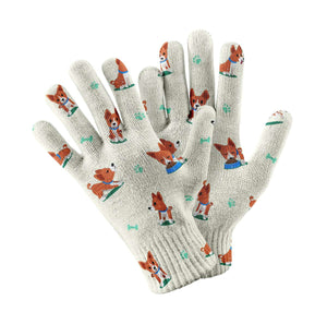 Playful Basenji Love Touch Screen Gloves-Accessories-Accessories, Basenji, Dog Dad Gifts, Dog Mom Gifts, Gloves-White-1