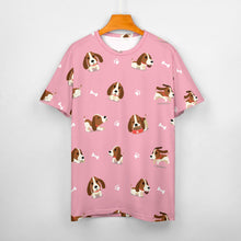 Load image into Gallery viewer, Playful Basset Hound Love All Over Print Women&#39;s Cotton T-Shirt - 4 Colors-Apparel-Apparel, Basset Hound, Shirt, T Shirt-10