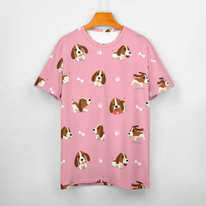 Playful Basset Hound Love All Over Print Women's Cotton T-Shirt - 4 Colors-Apparel-Apparel, Basset Hound, Shirt, T Shirt-10