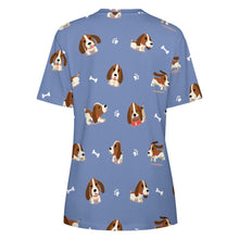 Load image into Gallery viewer, Playful Basset Hound Love All Over Print Women&#39;s Cotton T-Shirt - 4 Colors-Apparel-Apparel, Basset Hound, Shirt, T Shirt-12