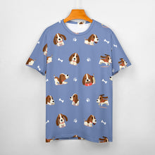 Load image into Gallery viewer, Playful Basset Hound Love All Over Print Women&#39;s Cotton T-Shirt - 4 Colors-Apparel-Apparel, Basset Hound, Shirt, T Shirt-15