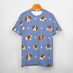 Playful Basset Hound Love All Over Print Women's Cotton T-Shirt - 4 Colors-Apparel-Apparel, Basset Hound, Shirt, T Shirt-15