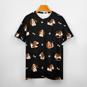 Playful Basset Hound Love All Over Print Women's Cotton T-Shirt - 4 Colors-Apparel-Apparel, Basset Hound, Shirt, T Shirt-3