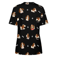Load image into Gallery viewer, Playful Basset Hound Love All Over Print Women&#39;s Cotton T-Shirt - 4 Colors-Apparel-Apparel, Basset Hound, Shirt, T Shirt-4