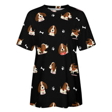 Load image into Gallery viewer, Playful Basset Hound Love All Over Print Women&#39;s Cotton T-Shirt - 4 Colors-Apparel-Apparel, Basset Hound, Shirt, T Shirt-5