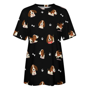 Playful Basset Hound Love All Over Print Women's Cotton T-Shirt - 4 Colors-Apparel-Apparel, Basset Hound, Shirt, T Shirt-5