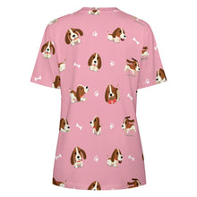 Load image into Gallery viewer, Playful Basset Hound Love All Over Print Women&#39;s Cotton T-Shirt - 4 Colors-Apparel-Apparel, Basset Hound, Shirt, T Shirt-7
