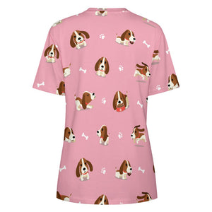 Playful Basset Hound Love All Over Print Women's Cotton T-Shirt - 4 Colors-Apparel-Apparel, Basset Hound, Shirt, T Shirt-7