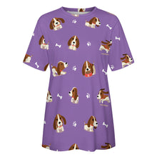 Load image into Gallery viewer, Playful Basset Hound Love All Over Print Women&#39;s Cotton T-Shirt - 4 Colors-Apparel-Apparel, Basset Hound, Shirt, T Shirt-9