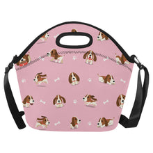 Load image into Gallery viewer, Playful Basset Hound Love Neoprene Lunch Bag-Pink-ONESIZE-1