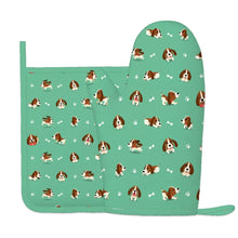 Load image into Gallery viewer, Playful Basset Hound Love Oven Mitts and Pot Holder Set-Kitchen Decor-Accessories,Basset Hound,Dog Mom Gifts-9