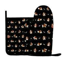Load image into Gallery viewer, Playful Basset Hound Love Oven Mitts and Pot Holder Set-Kitchen Decor-Accessories,Basset Hound,Dog Mom Gifts-12