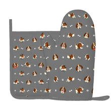 Load image into Gallery viewer, Playful Basset Hound Love Oven Mitts and Pot Holder Set-Kitchen Decor-Accessories,Basset Hound,Dog Mom Gifts-11