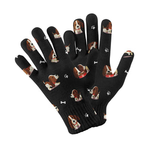 Playful Basset Hound Love Touch Screen Gloves-Accessories-Accessories, Basset Hound, Dog Dad Gifts, Dog Mom Gifts, Gloves-Black-4