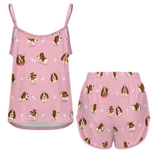 Load image into Gallery viewer, Playful Basset Hound Love Women's Cami and Shorts Pajama Set-11