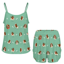 Load image into Gallery viewer, Playful Basset Hound Love Women's Cami and Shorts Pajama Set-14