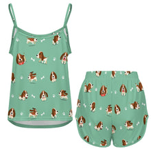 Load image into Gallery viewer, Playful Basset Hound Love Women's Cami and Shorts Pajama Set-15