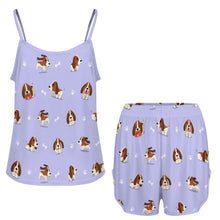 Load image into Gallery viewer, Playful Basset Hound Love Women's Cami and Shorts Pajama Set-6