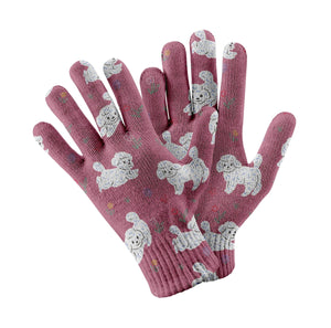 Playful Bichon Frise Love Touch Screen Gloves-Accessories-Accessories, Bichon Frise, Dog Dad Gifts, Dog Mom Gifts, Gloves-Rose gold-2