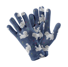 Load image into Gallery viewer, Playful Bichon Frise Love Touch Screen Gloves-Accessories-Accessories, Bichon Frise, Dog Dad Gifts, Dog Mom Gifts, Gloves-Navy-1