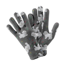 Load image into Gallery viewer, Playful Bichon Frise Love Touch Screen Gloves-Accessories-Accessories, Bichon Frise, Dog Dad Gifts, Dog Mom Gifts, Gloves-Gray-3