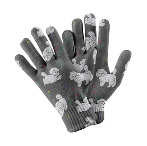 Playful Bichon Frise Love Touch Screen Gloves-Accessories-Accessories, Bichon Frise, Dog Dad Gifts, Dog Mom Gifts, Gloves-Gray-3