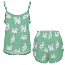 Load image into Gallery viewer, Playful Bichon Frise Women's Cami and Shorts Pajama Set-6