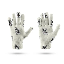 Load image into Gallery viewer, Playful Black and White Frenchie Deligh Touch Screen Gloves-Accessories-Accessories,Dog Dad Gifts,Dog Mom Gifts,Gloves-9