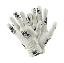 Load image into Gallery viewer, Playful Black and White Frenchie Deligh Touch Screen Gloves-Accessories-Accessories,Dog Dad Gifts,Dog Mom Gifts,Gloves-White-2