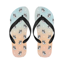 Load image into Gallery viewer, Playful Black and White Frenchie Unisex Slippers - 7 Gradients-16