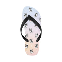 Load image into Gallery viewer, Playful Black and White Frenchie Unisex Slippers - 7 Gradients-19