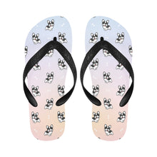 Load image into Gallery viewer, Playful Black and White Frenchie Unisex Slippers - 7 Gradients-27