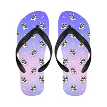 Load image into Gallery viewer, Playful Black and White Frenchie Unisex Slippers - 7 Gradients-4