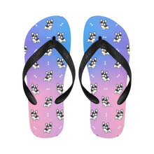 Load image into Gallery viewer, Playful Black and White Frenchie Unisex Slippers - 7 Gradients-6