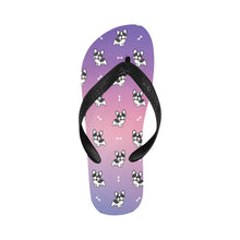 Load image into Gallery viewer, Playful Black and White Frenchie Unisex Slippers - 7 Gradients-CornflowerBlue6-S-10