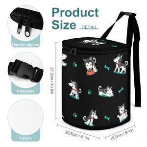 Playful Black and White Huskies Multipurpose Car Storage Bag-Car Accessories-Bags, Car Accessories, Siberian Husky-ONE SIZE-Black-5