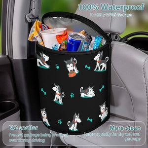 Playful Black and White Huskies Multipurpose Car Storage Bag-Car Accessories-Bags, Car Accessories, Siberian Husky-Black-7