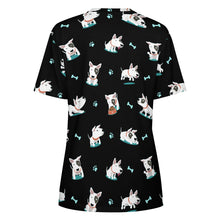 Load image into Gallery viewer, Playful Bull Terrier Love All Over Print Women&#39;s Cotton T-Shirt - 4 Colors-Apparel-Apparel, Bull Terrier, Shirt, T Shirt-19