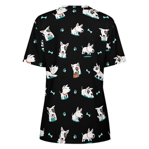 Playful Bull Terrier Love All Over Print Women's Cotton T-Shirt - 4 Colors-Apparel-Apparel, Bull Terrier, Shirt, T Shirt-19