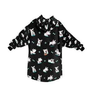 Playful Bull Terrier Love Blanket Hoodie for Women - 4 Colors-Blanket-Apparel, Blanket Hoodie, Blankets, Bull Terrier-16