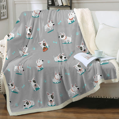 Playful Bull Terrier Love Soft Warm Fleece Blankets - 4 Colors-Blanket-Blankets, Bull Terrier, Home Decor-Warm Gray-Small-1