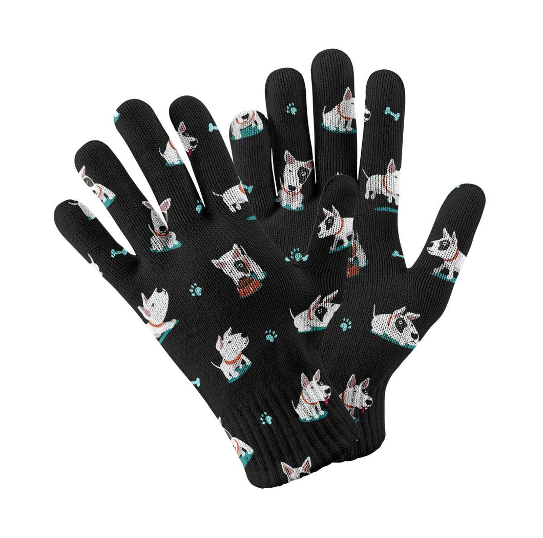 Playful Bull Terrier Love Touch Screen Gloves-Accessories-Accessories, Bull Terrier, Dog Dad Gifts, Dog Mom Gifts, Gloves-Black-1