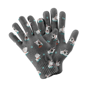 Playful Bull Terrier Love Touch Screen Gloves-Accessories-Accessories, Bull Terrier, Dog Dad Gifts, Dog Mom Gifts, Gloves-Gray-2