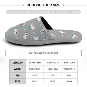 Playful Bull Terrier Love Women's Cotton Mop Slippers-Accessories, Bull Terrier, Dog Mom Gifts, Slippers-36-37_（5.5-6）-DarkGray-14