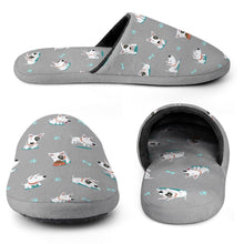 Load image into Gallery viewer, Playful Bull Terrier Love Women&#39;s Cotton Mop Slippers-Accessories, Bull Terrier, Dog Mom Gifts, Slippers-18