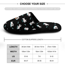 Load image into Gallery viewer, Playful Bull Terrier Love Women&#39;s Cotton Mop Slippers-Accessories, Bull Terrier, Dog Mom Gifts, Slippers-36-37_（5.5-6）-Black-9