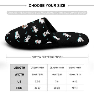 Playful Bull Terrier Love Women's Cotton Mop Slippers-Accessories, Bull Terrier, Dog Mom Gifts, Slippers-36-37_（5.5-6）-Black-9