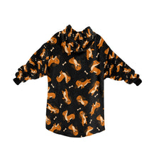 Load image into Gallery viewer, Playful Chocolate and Tan Dachshunds Blanket Hoodie-Blanket-Apparel, Blanket Hoodie, Blankets, Dachshund, Dog Mom Gifts-11