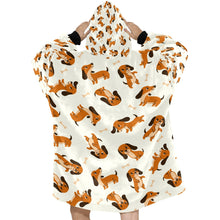 Load image into Gallery viewer, Playful Chocolate and Tan Dachshunds Blanket Hoodie-Blanket-Apparel, Blanket Hoodie, Blankets, Dachshund, Dog Mom Gifts-15