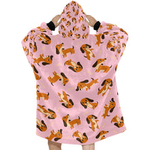 Load image into Gallery viewer, Playful Chocolate and Tan Dachshunds Blanket Hoodie-Blanket-Apparel, Blanket Hoodie, Blankets, Dachshund, Dog Mom Gifts-18